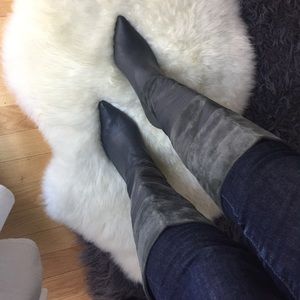 Grey genuine leather pull on boots size 9